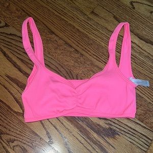 Pink ribbed urban outfitters crop top size M/L
